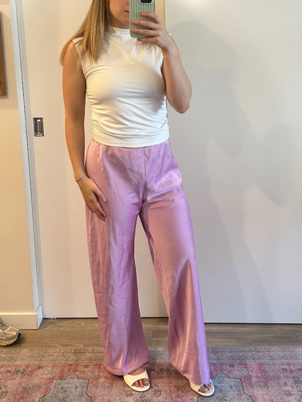 Vince High Waist Fluid Satin Bias - Pink Size Medium